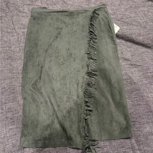 Love Forest Green Pencil Skirt with Fringe